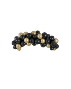 Partydeco Luftballon Girlande Schwarz-Gold 2 m, 60 Ballons