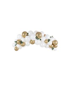 Partydeco Luftballon Girlande Weiss-Gold 2 m, 60 Ballons