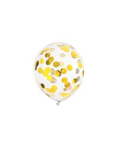 Partydeco Konfetti Luftballon rund Ø 30 cm, Transparent/Gold
