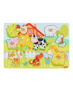 Goki Holzpuzzle Steckpuzzle Bauernhoftiere
