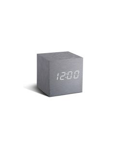 Gingko Digitalwecker Cube Click Clock Silber