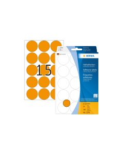 HERMA Vielzweck-Etiketten 2274 Leuchtorange Ø 32 mm, 24 Blatt