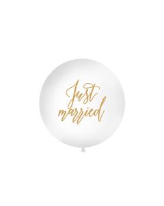 Partydeco Luftballon Just Married Ø 1 m, Weiss