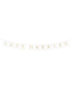 Partydeco Girlande Just Married 15 x 155 cm, Weiss/Gold