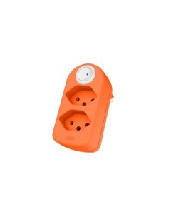 Max Hauri Mehrfachstecker maxAdapt BS, 2 x T13, Schalter, Fl-Orange