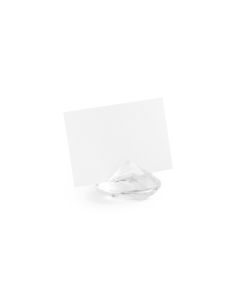 Partydeco Tischkarte Halter Diamanten 4 cm, 10 Stück, Transparent