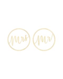 Partydeco Hochzeitsaccessoire Mrs Mr D: 38 cm, 2 Stück, Braun