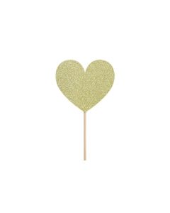 Partydeco Kuchen-Topper Herzen 11 cm, 6 Stück, Gold