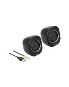 Delock PC-Lautsprecher Mini Stereo 3.5 mm Klinke, USB-Strom Schwarz