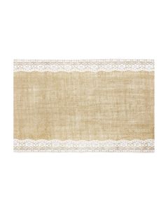 Partydeco Tischläufer Jute mit Spitze 28 cm x 2.75 m, 1 Stück, Braun