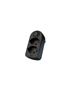 Max Hauri Mehrfachstecker maxADAPT 2 x T13 mit Schalter, Schwarz