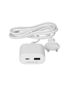 Max Hauri USB A+C-Verlängerung mit Zuleitung 1.5 m Weiss