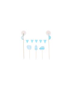 I AM CREATIVE Kuchen-Topper Deko-Picker Boy 1 Stück, Hellblau/Weiss