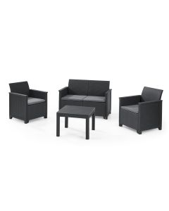 AlliBERT Loungeset Emma, Graphit, 4 Sitzplätzer