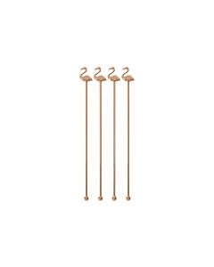 Paderno Cocktailrührer Flamingo 4 Stück, Rosé/Kupfer
