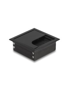Delock Einbaurahmen für Tisch mit Bürste 80x80x28mm, Schwarz