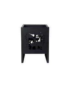 Esschert Design Feuerkorb Quadratisch mit Hirsch, Schwarz