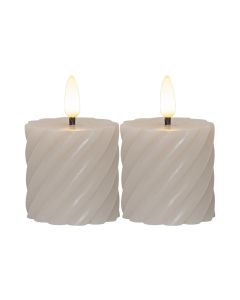 Star Trading LED-Kerzen Set Flamme Swirl, Ø 5 x 7.5 cm, Beige, 2 Stk