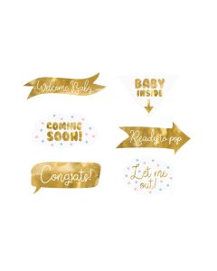 Partydeco Partyaccessoire Baby Shower 6-teilig, Gold