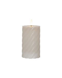 Star Trading LED-Kerze Pillar Flamme Swirl, Ø 7.5 x 15 cm, Beige
