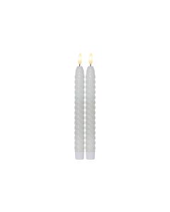 Star Trading LED-Stabkerzen Set Flamme Swirl, Ø 2.3 x 25 cm, Weiss, 2 Stk