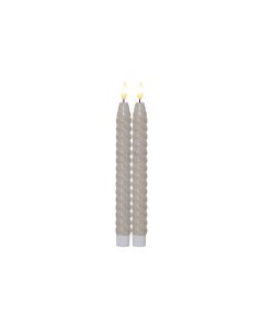 Star Trading LED-Stabkerzen Set Flamme Swirl, Ø 2.3 x 25 cm, Beige, 2 Stk