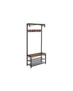 VASAGLE Garderobe mit Schuhregal 178.5 cm, Braun/Schwarz