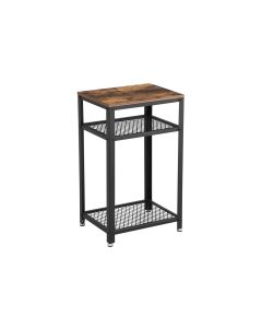 VASAGLE Beistelltisch Mit 2 Gitterablagen 40 x 75 cm, Braun/Schwarz