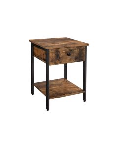 VASAGLE Beistelltisch mit Schublade 40 x 55 cm, Braun/Schwarz