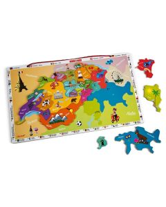 Janod Holz-Puzzle Magnetkarte Schweiz 24-teilig