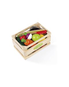 Janod Obst- und Gemüse-Set «Green Market» mit Zubehör im Kasten