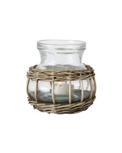 Boltze Windlicht Velato 12 cm, Weide/Glas