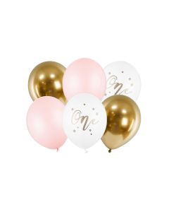 Partydeco Luftballon One Pastellpink Ø 30 cm, 6 Stück
