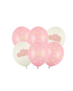 Partydeco Luftballon Its a girl Pastellpink Ø 30 cm, 6 Stück