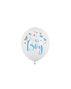Partydeco Luftballon Its a boy Weiss/Blau Ø 30 cm, 6 Stück