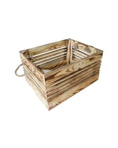 Holz Zollhaus Holzharasse mit Kordel Geflammt, 30 x 38 cm