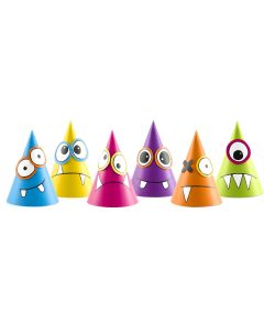 Partydeco Partyhüte Monster Mehrfarbig, 16 x 10 cm, 6 Stück