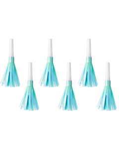 Partydeco Partypfeife Hellblau, 12.5 cm, 6 Stück