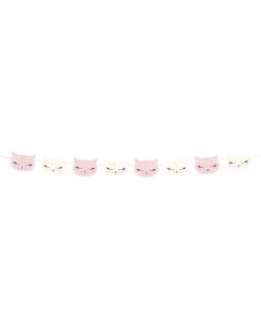 Partydeco Girlande Katze 1.4 m, Rosa/Weiss