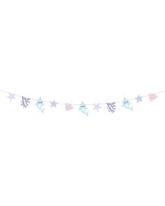 Partydeco Girlande Narwal 1 m, Blau/Rosa/Violett