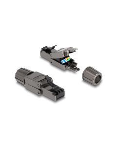 Delock Stecker RJ45 Cat.8.1 STP, werkzeugfrei 1 Stück, Grau