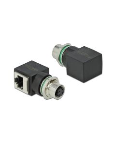 Delock Winkeladapter M12 4 Pin zu RJ45 Buchse 1 Stück