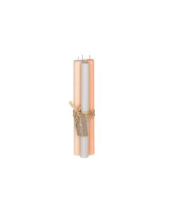 Herzog Kerzen AG Stabkerze Rauhreif 2.2 x 24 cm, 4 Stück, Aprikose/Grau/Lachs