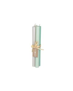 Herzog Kerzen AG Stabkerze Rauhreif 2.2 x 24 cm, 4 Stück, Grau/Grün/Türkis