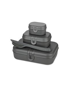 Koziol Lunchbox Pascal Ready 4-teilig, Dunkelgrau/Grau