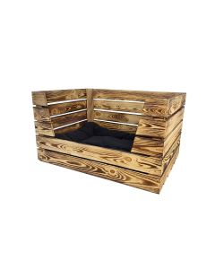 Holz Zollhaus Hunde-Bett Vintage geflammt, 80 x 60 x 45 cm