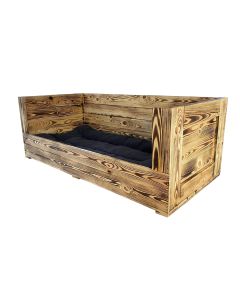 Holz Zollhaus Hunde-Sofa Vintage geflammt XXL, 115 x 55 x 42 cm