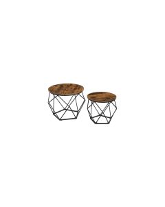 VASAGLE Couchtisch 2er Set 40/50 x 36 cm/40 cm, Braun/Schwarz