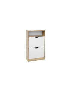 VASAGLE Schuhschrank mit Klappen 60 x 102 cm, Nature/Weiss