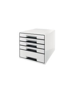 Leitz Schubladenbox Wow Cube 5 Schubladen, Weiss/Schwarz